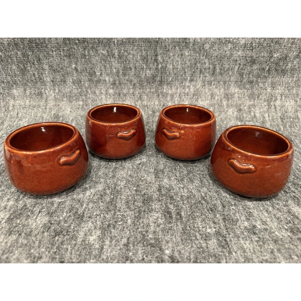 Set of 4 Vintage Westbend Mini Stoneware Chili Bean Pots Crocks Cabin Core Farm